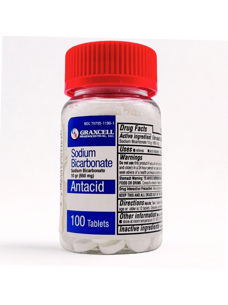 Comprimés de bicarbonate de sodium USP 650mg (10 Grains)