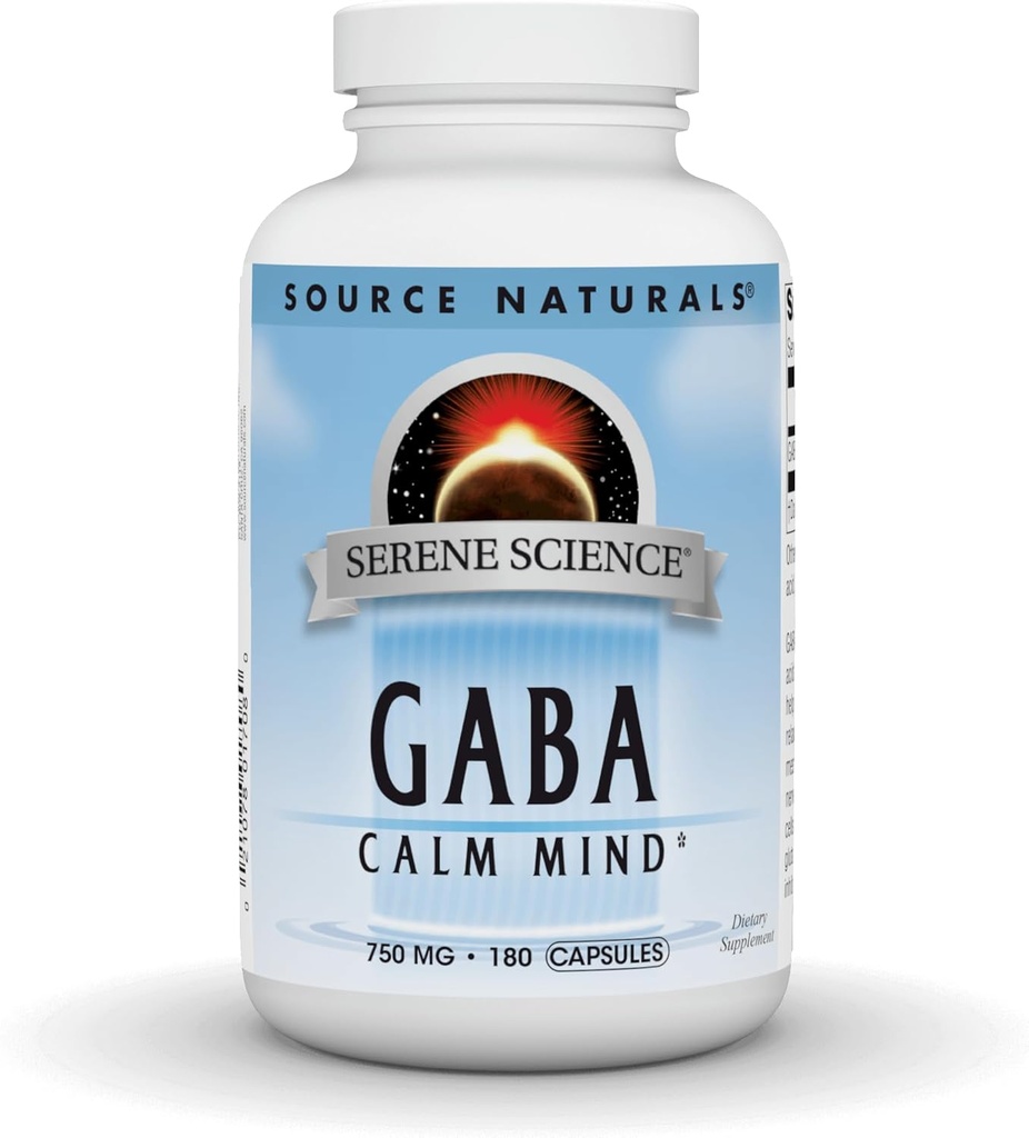 Source Naturals Serene Science GABA, pour un esprit calme, 750mg - 180 Capsules