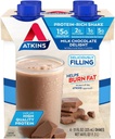 Atkins Lait Chocolat Délice Protein Shake, 15g Protéines, Faible Glycémie, 2g Net Carb, 1g Sucre, Keto Friendly, 4 Compte