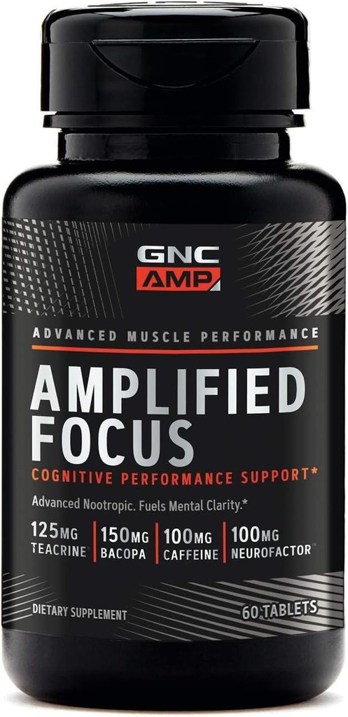 GNC AMP Amplified Focus, 60 comprimés, carburant Clarté mentale
