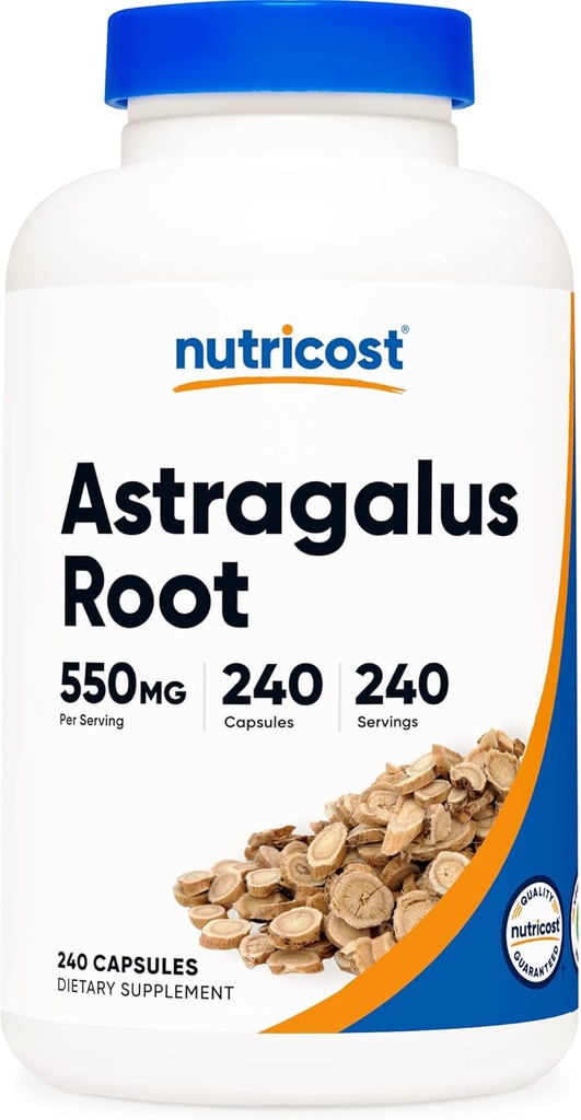 Nutricost Astragalus Capsules 550mg, 240 Capsules végétariennes - Sans OGM et sans gluten