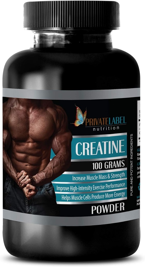 ÉTIQUETTE PRIVÉE LLC Suppléments de stimulation musculaire - CREATINE Powder 100 Grams - créatine monohydraté - 1 bouteille (100G Powder)