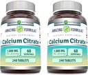 Formules étonnantes Supplément de Citrate de Calcium $ 1000 Mg $ Comprimés $ Non-GMO $ Sans gluten $ Fabriqué aux États-Unis (2 Pack, 240 Compte)