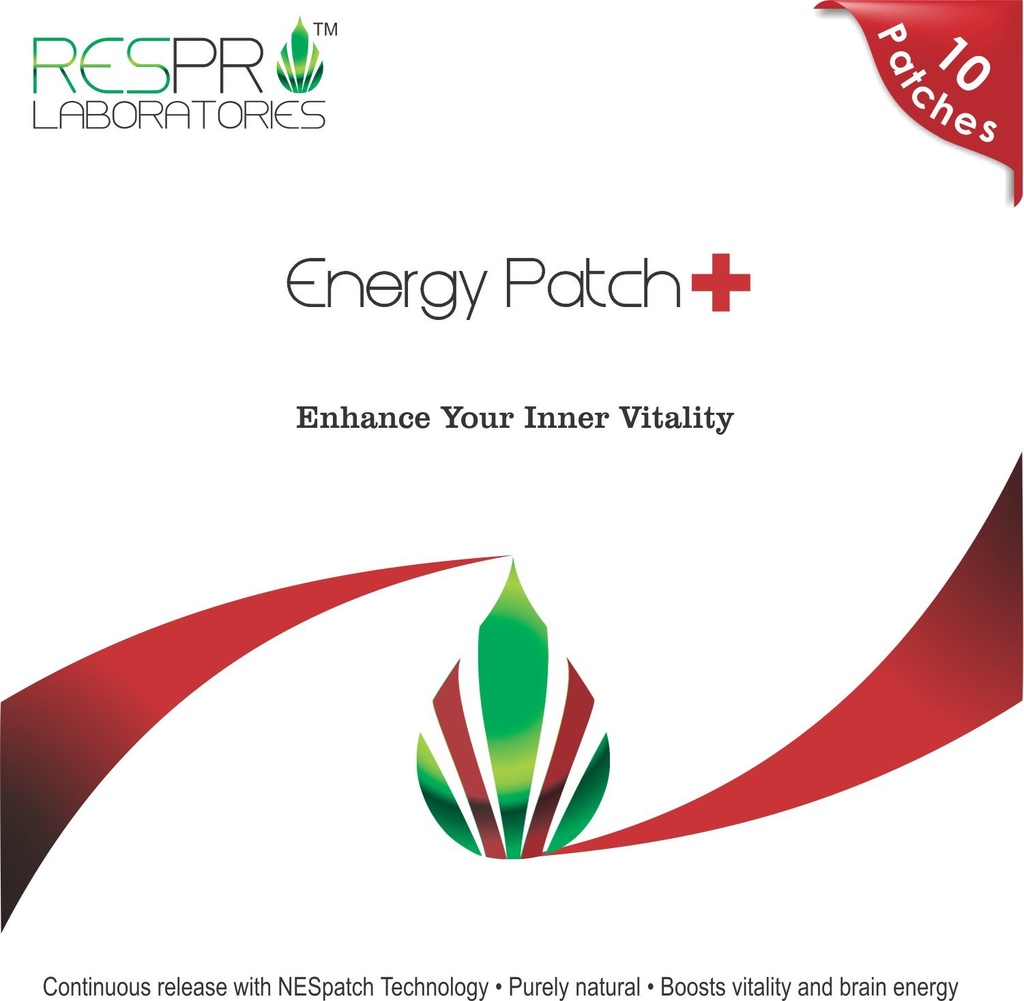 Respro Labs Natural Guarana et CoQ10 Energy Patch Plus, libération continue, 10 Patches