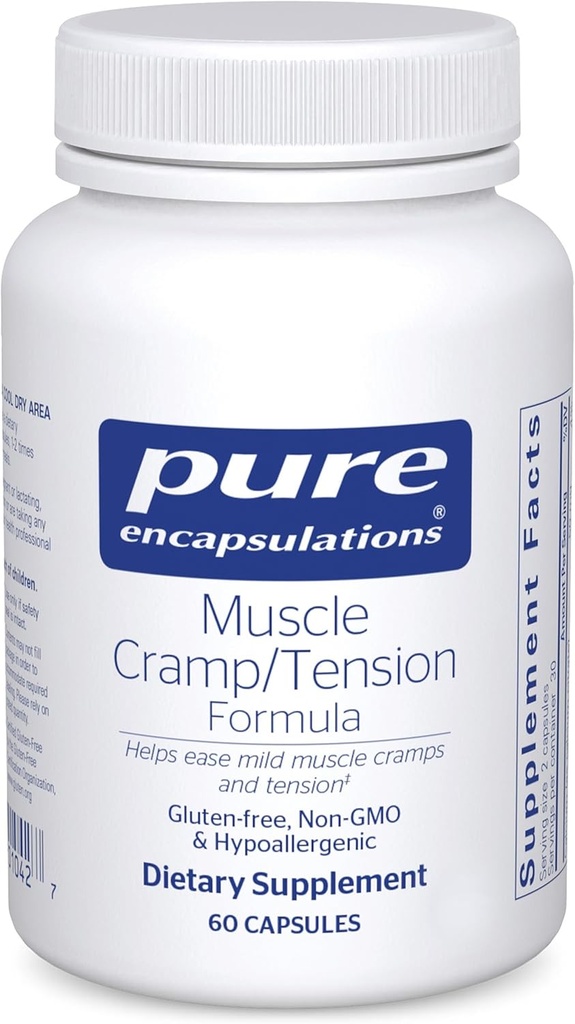 Encapsulations pures Crampes musculaires/formule de tension: Supplément hypoallergénique pour réduire les crampes musculaires occasionnelles/la tension et favoriser la relaxation: 60 capsules