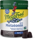 MegaFood Melatonin Gummies - Melatonin 3mg per Serving to Help Relax & Fall Asleep – Sleep Gummies for Adults - Berry Flavor, Non-GMO, Certified Vegan - 54 Count (27 Servings)