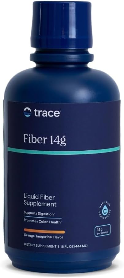 Trace Minerals Fibre 14g - Supplément de fibre pour la santé des colonies et le soutien digestif - Flore de Gut équilibré - Supplément liquide - Sans gluten - Vegan - Arôme orange Tangerine - 15 fl oz (15 portions)