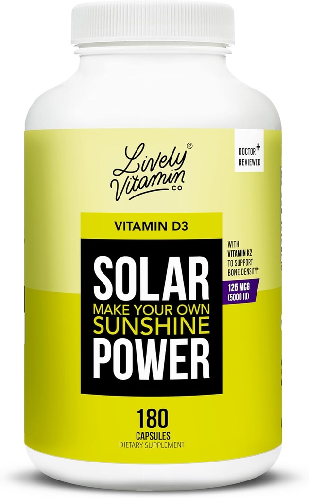 - Oui. Énergie solaire Vitamine D3 5000 iu - Vitamine brevetée K - MK7 - Balance immunitaire - Fonction cérébrale - Mood - Heart - Stress - 180 Compte