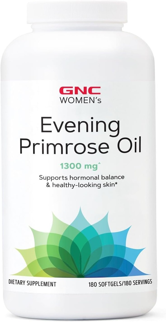 GNC Women's Evening Primrose Oil (EPO) 1300 mg Soutient l'équilibre hormonal, l'immunité, la santé de la peau et du cœur en santé