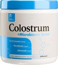 Poudre de colostrum (en poudre) Colostrum bovin alimenté par l'herbe avec Akkermansia Probiotique 1B AFU (en poudre) Microbiome & Gut Support (en anglais) Haute IgG Formule avancée (en anglais) 120 portions