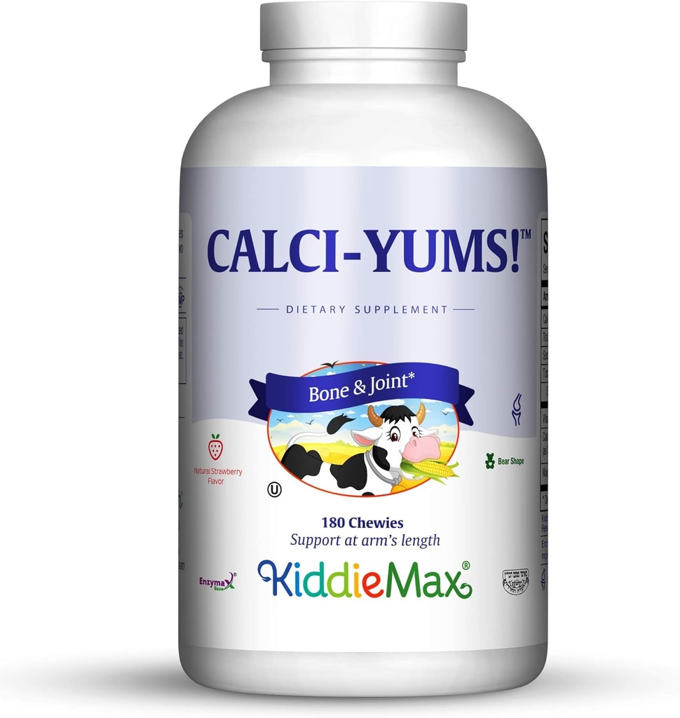 Maxi Health KiddieMax Calcium - CalciYum! - Aromatisé -Animal en forme de Chewies - Kosher (180 comte)