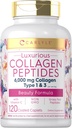 Carlyle Collagène avec vitamine C, 6000mg, 120 Caplets Multi Collagène Peptide Pills, type 1 et 3 , sans OGM, sans gluten, avec herbe