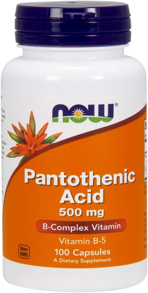 MAINTENANT Aliments Acide pantothénique 500mg, 100 capsules (paquet de 2)