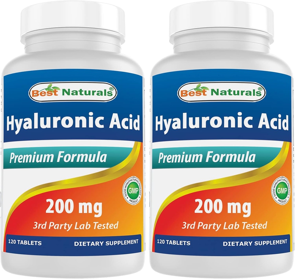 Meilleur Acid Hyaluronique Naturel 200 mg 120 Comprimés (non-OGM, sans gluten) - favorise la peau et la fonction articulaire saine jeunes (120 Nombre (paquet de 2))