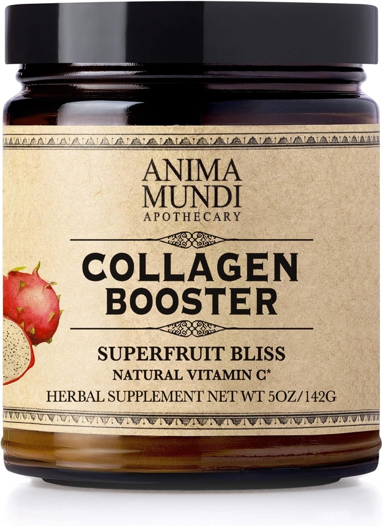 Anima Mundi Abothecary Vegan Collagen Booster poudre, Superfruit Bliss - Supplément beauté pour la peau, les cheveux et les ongles - Collagen support poudre pour la peau Glowing - boisson facile Mix-in (5oz)