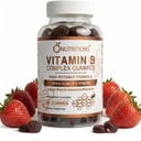 O NUTRITIONS Gommies complexes de vitamine B pour les femmes et les hommes – Forte puissance B12 (833% DV) & Biotine – Soutien énergétique, d'humeur et de métabolisme – Vitamines gommy de fraise végane – 60 Gommies, 2 mois d'approvisionnement