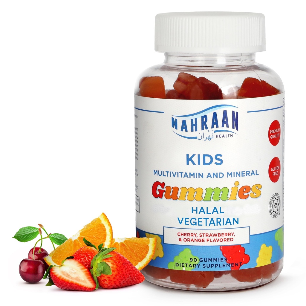 Halal Vitamins for Kids - Halal Multivitamins for Kids Vitamin A, C, D, E, B6, B12 - Non-GMO Vegetarian, Halal Gummies - 90 Count