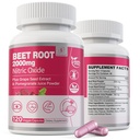 Capsules de racines de betterave 2000mg Suppléments d'oxyde nitrique avec extrait de graines de raisin, extrait de grenade soutient la circulation et le flux sanguin, énergie pour les hommes/femmes, poudre de betterave biologique, non OGM, 240 chiffres