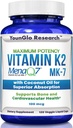 Vitamine K2 MK7 (MenaQ7) 100 mcg w/huile de coco pour l'absorption supérieure, supplément de santé alimentaire, 120 capsules liquides véganes pour soutenir la force et la densité osseuses pour les adultes Femmes et hommes