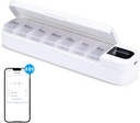 Odaro Smart Weekly Pill Organizer avec alarme - Distributeur de pilules Bluetooth 7 jours, rappel de boîte de pilules vitamines pour les personnes âgées (blanc)
