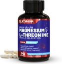 Magnésium L-Thréonine, supplément de magnésium à haute absorption,1900mg Thréonine de magnésium pour la santé du cerveau, soutien de la mémoire, sans gluten, non-OGM,90 Capsules végétaliennes