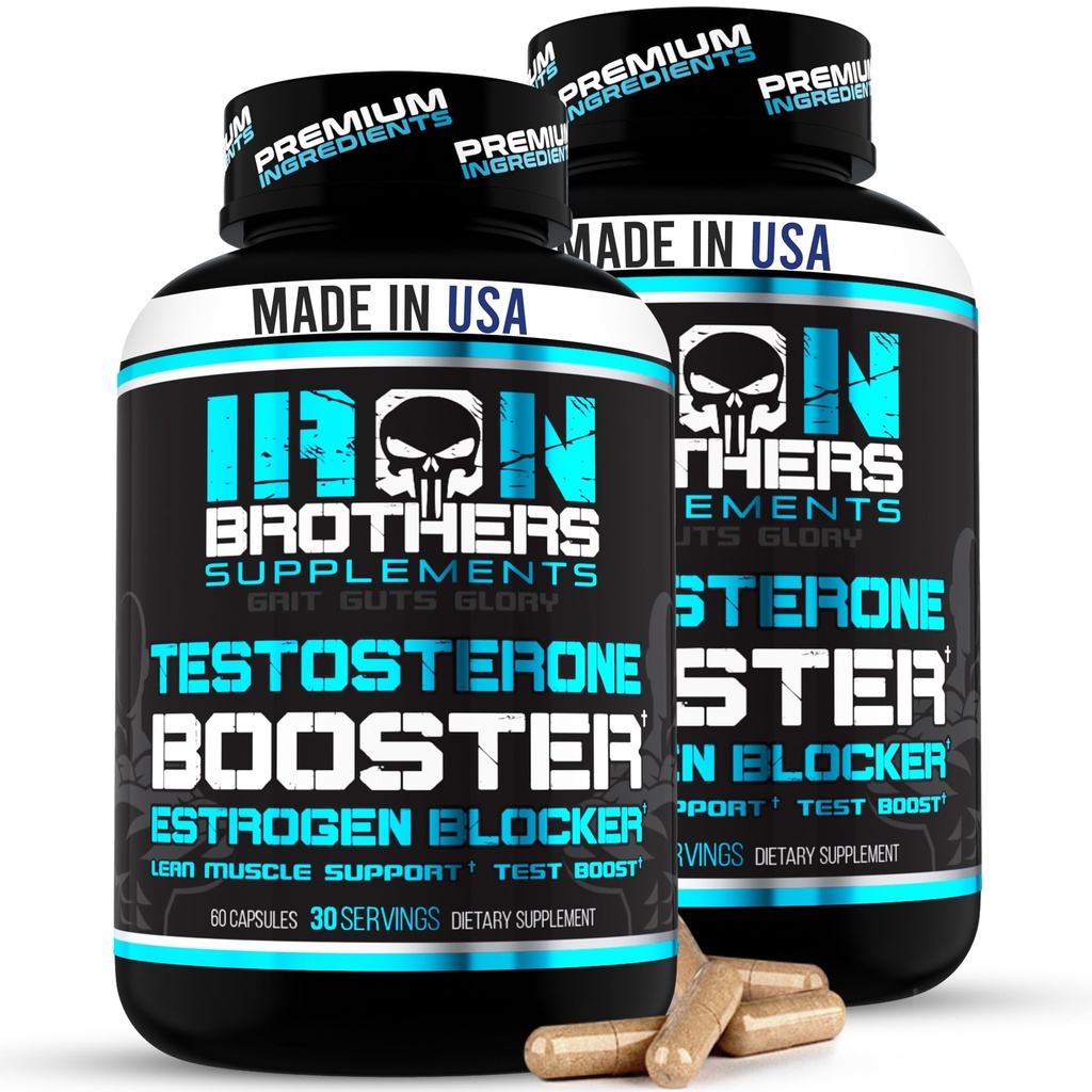 Booster d'essai pour les hommes avec bloqueur d'estrogène - Supplément alimentaire anti-estrogène - Inhibiteur naturel d'aromatase - Augmenter la libido et la force 60 capsules - Croissance musculaire - Perte de poids (2 bouteilles)