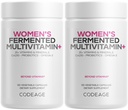 Codeage Femmes Multivitamines quotidiennes, 25+ Vitamines et minéraux, Fermentés, Aliments organiques entiers, Supplément probiotiques - Vitamine A, B, C, D, E & K, Omega 3, Zinc – Vegan - 2 Pack