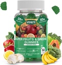 Gommies sans sucre Super Greens — Fabriqués aux États-Unis, plus de 35 gommies de fruits et de légumes pour stimuler l'immunité, la peau et la santé des gommies — Supplément idéal pour les fruits et légumes pour les adultes et les adolescents piquants (30 jours d'approvisionnement)