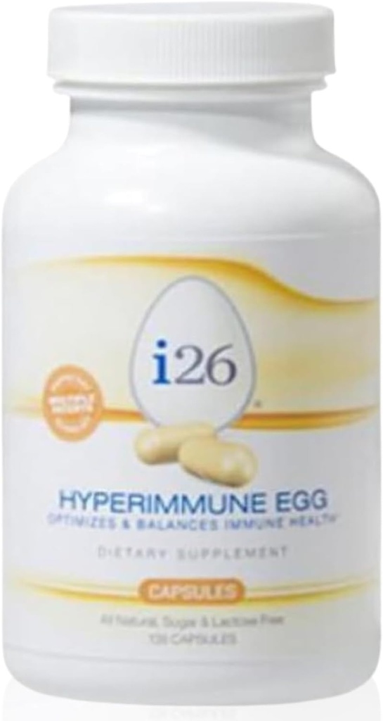 Youngevity i26® Capsules d'oeufs hyperimmunes – Soutien immunitaire et digestif – Supplément en poudre d'oeufs hyperimmunes – Non-OGM, sans gluten, sans lactose, 135 capsules