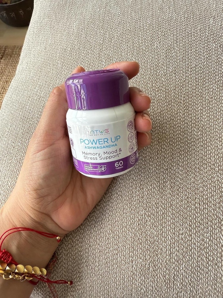 Intus Power Up – Supplément ayurvédique Ashwagandha pour Focus, mémoire, clarté mentale et énergie – Formule Adaptogène pour le Wellness Support – 60 comprimés