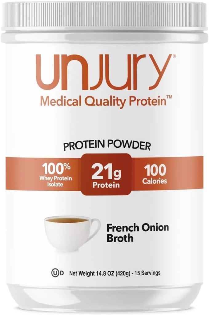 Unjury Whey Protein Powder | French Onion High Protein Soup | 21g 100% Whey Isolate Protein Powder | Low Carb and Lactose Free | Gluten Free | Certified Kosher | 15 Servings