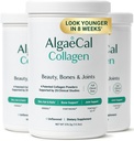 ALGAECAL Collagen - 4 Clinically-Supported Peptides VERISOL®, FORTIGEL®, UC-II®, FORTIBONE®, Anti-Aging Hydrolyzed Collagen Powder, 3 Packs, Made in USA