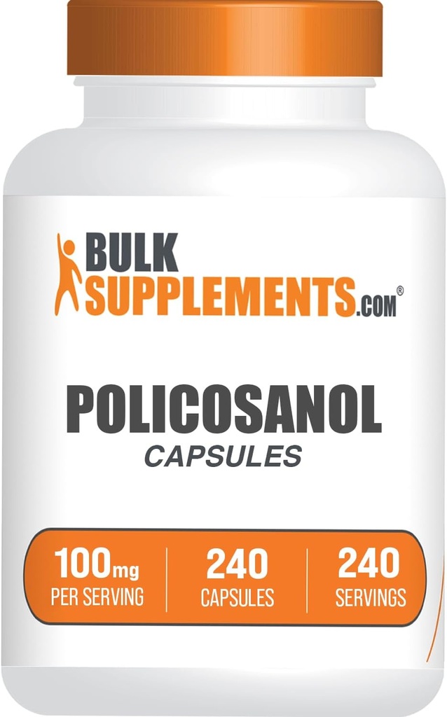BulkSupplements.com Policosanol Capsules - from Sugar Cane, Policosanol 100mg - Gluten Free, 1 Capsule per Serving, 240 Capsules (Pack of 1)