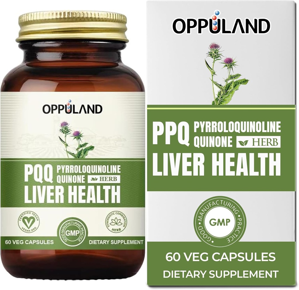 PQQ + Herbes Le foie soutient-PQQ Supplément hépatique-Pyrroloquinoline Quinone avec extrait de chardon de lait pour foie Santé-60 Capsules de légumes