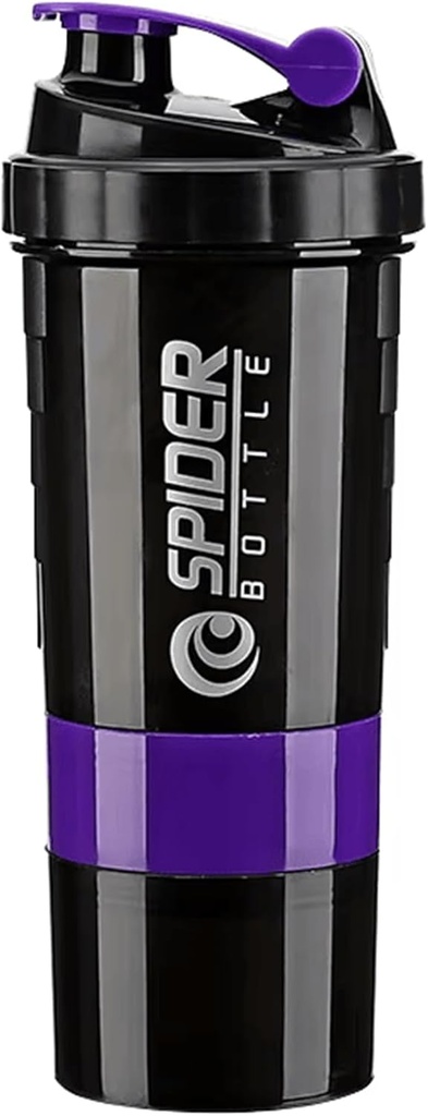 5 In 1 Protein Shaker Bottle - Professional Series Shaker Bottle for Protein Shakes And Pre Workout Gym Bottle,With Powder Storage,Pill Tray,Mixing Ball,Shakes Cup (purple)