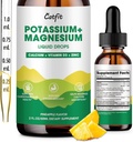 Supplément glycinate de magnésium potassique-haute absorption complexe de magnésium goutte liquide avec calcium, potassium, vitamine D3 et zinc pour le sommeil, leg Crampes, muscles et énergie, sans sucre et vegan 2 Fl Oz
