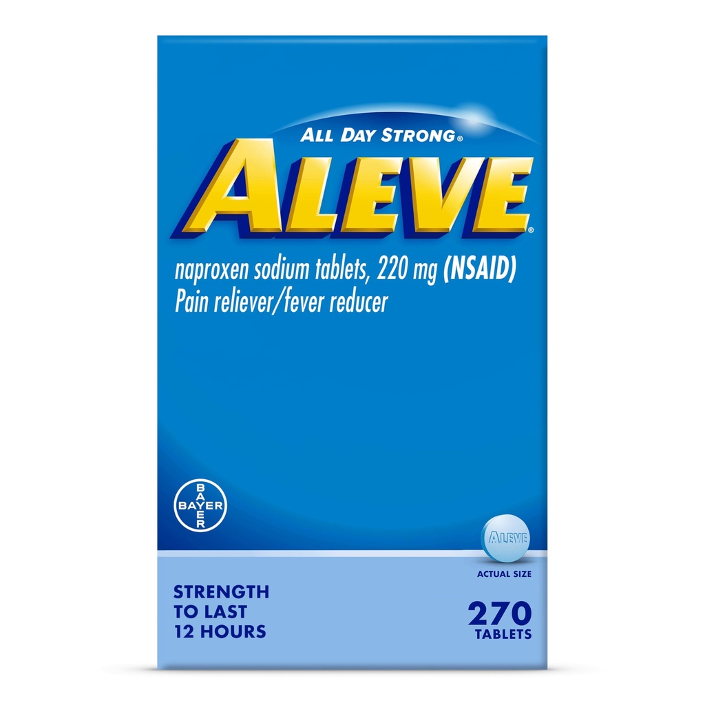 Aleve Pain Reliever & Fever Reducer Comprimés, Naproxène Sodium, Céphalées, Lombalgie Relief Medicine, 270 Compte