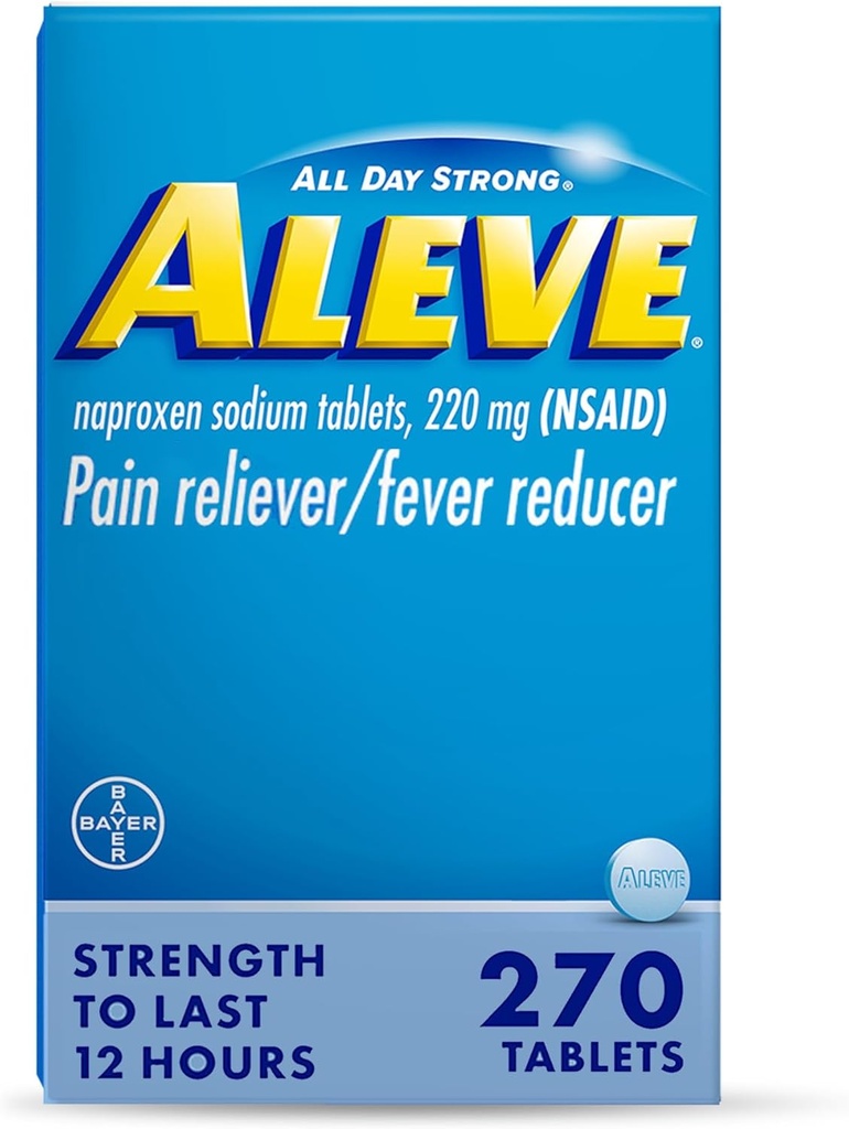 Aleve Pain Reliever & Fever Reducer Comprimés, Naproxène Sodium, Céphalées, Lombalgie Relief Medicine, 270 Compte