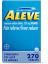 Aleve Pain Reliever & Fever Reducer Comprimés, Naproxène Sodium, Céphalées, Lombalgie Relief Medicine, 270 Compte