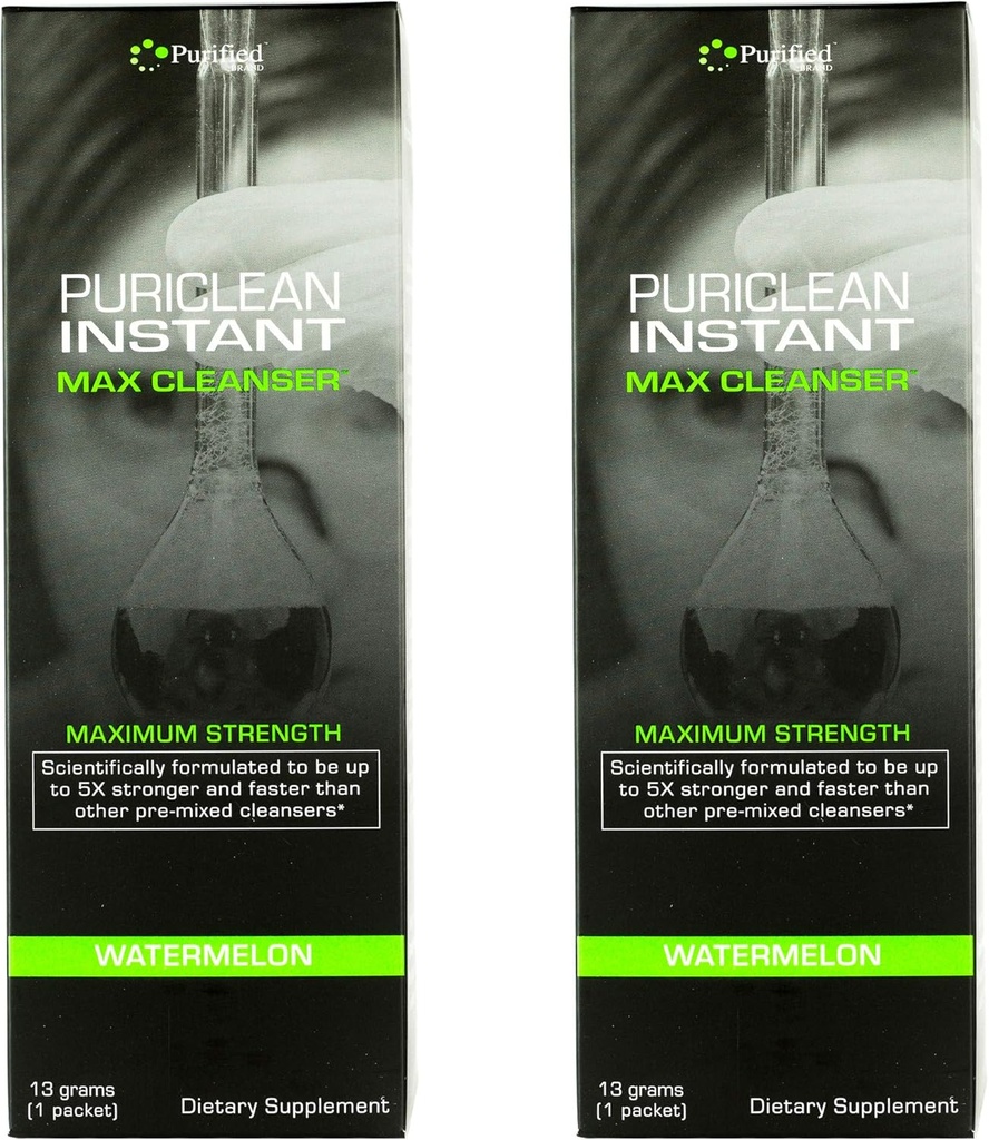 Puriflean Boissons de détox Max de même jour, Nettoyant de la force maximale Quick Flush Potent Deep System Nettoyant de la pastèque (64 Oz Total) (2 Pack)