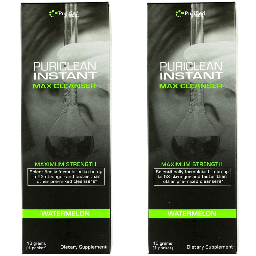 Wellgenix Puriclean Instant Max Cleanser, 5X Stronger Fast Acting Powder, 1 Packet (13g) Watermelon Flavor, Premium Herbal Cleanse Detox, Full Body Cleanser, Ideal for High Toxin Levels (Pack of 2)