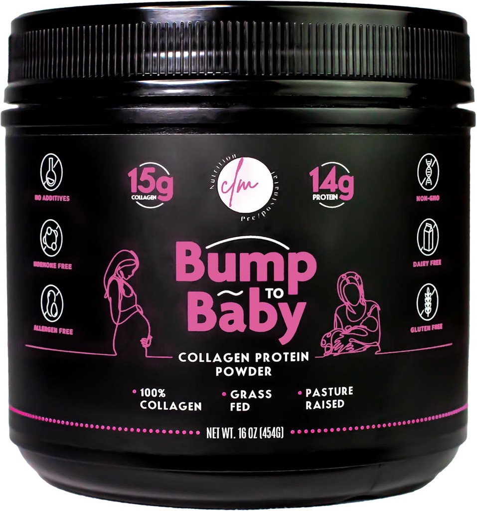 Grossesse, poudre de protéines postnatales et postpartum pour femmes, collagène gazonné, non OGM, sans lait, sans gluten, 16 oz
