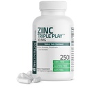Bronson Zinc Triple Play 30mg triple couverture immunitaire support avec l'acétate de zinc, le picolinate et l'orotate - immunitaire, antioxydant et soins de santé de la peau - 250 capsules végétariennes