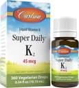 Carlson - Super Daily K2, 45 mcg Vitamine liquide K, Bone Health, K2 Vitamine, Supplément de vitamine K, Vitamine K-2 MK7, Non aromatisé, 360 gouttes (10,16 mL)