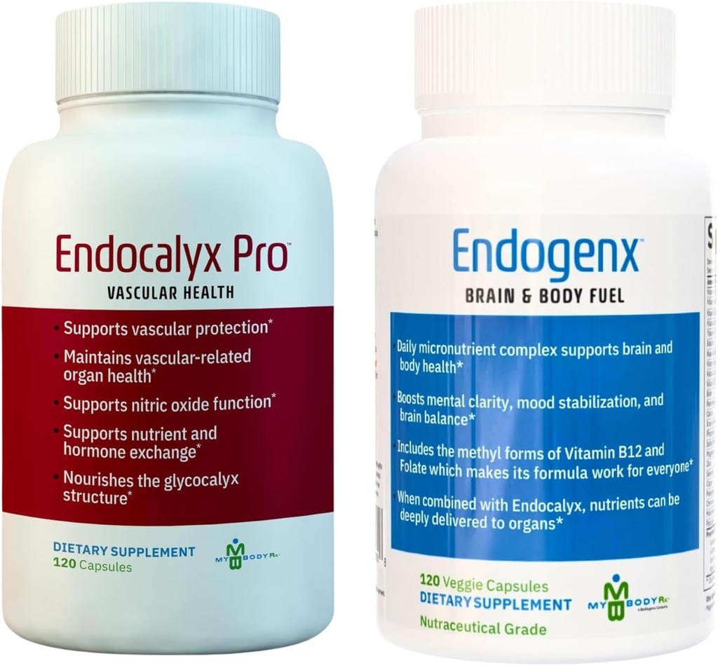 Endocalyx Pro & Endogenx Health Essentials Combo: Protection vasculaire avancée, soutien à l'oxyde nitrique et complément complet multivitamine Cerveau et corps - 240 capsules