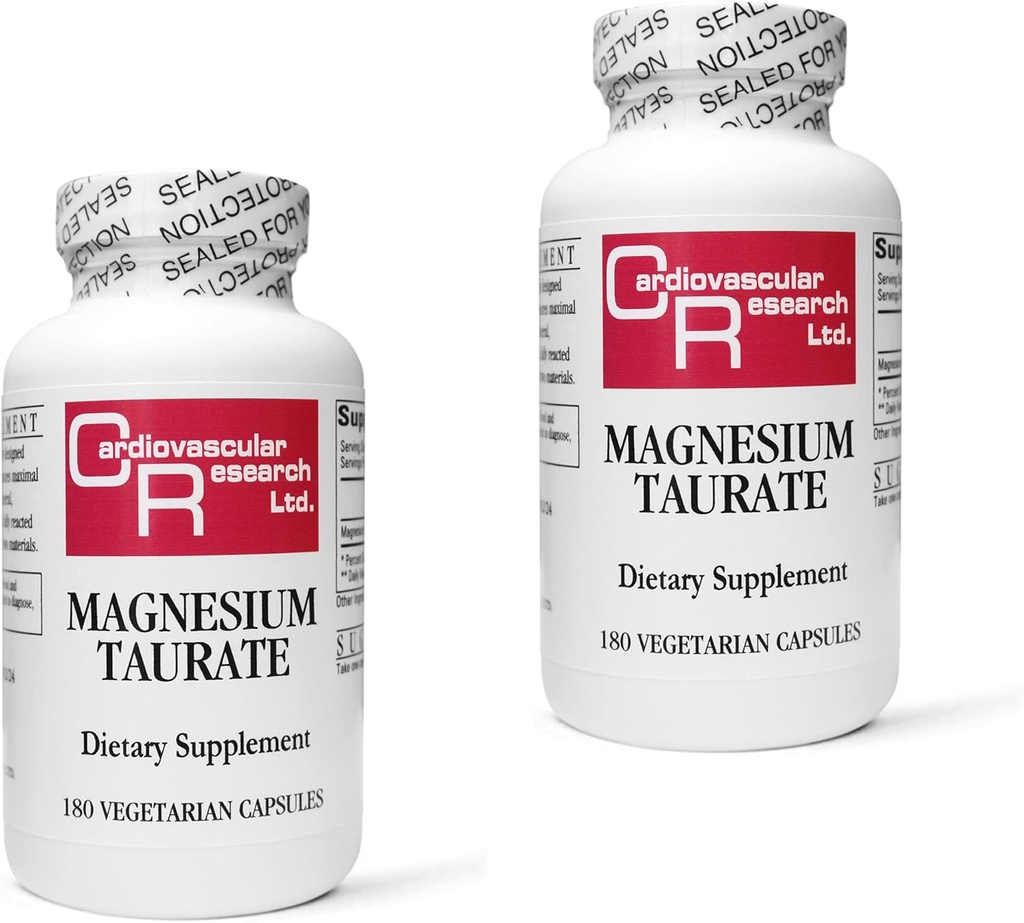 Recherche cardiovasculaire EFM-MGT180X2 180 Capsules, Taurat de magnésium (paquet de 2)