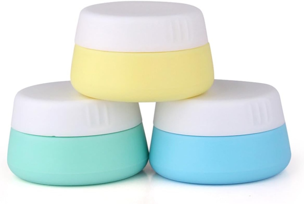 EZY DOSE Pot en silicone, conteneur multi-usages, lavable et réutilisable, récipient polyvalent et durable pour le stockage, organisateur de porte-bijoux, bleu, jaune et vert, sans BPA, 3-Pack