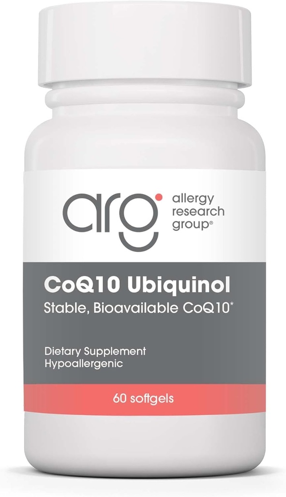 Allergy Research Group CoQH-CF Ubiquinol Supplément 100mg - CoQ10 non oxydé, soutient la santé cardiovasculaire, le soutien du système immunitaire, stable, biodisponible, Softgels - 60 Compte