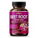 Racine de betterave grimed avec extrait de graines de raisin, racine de maca, épinards rouges et ashwagandha – 180 capsules végétales