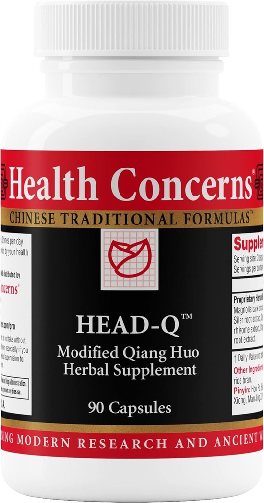 Préoccupations de santé Head-Q – Supplément à base de plantes pour le soutien de la tension et des maux de tête de Sinus – Qiang Huo Formule à base de plantes chinoises avec Magnolia, Chaste Tree, Turmeric – support de circulation – 90 Capsules